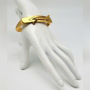 Christian LaCroix Geometric Triangle Horizontal East West Brass Cuff Bracelet